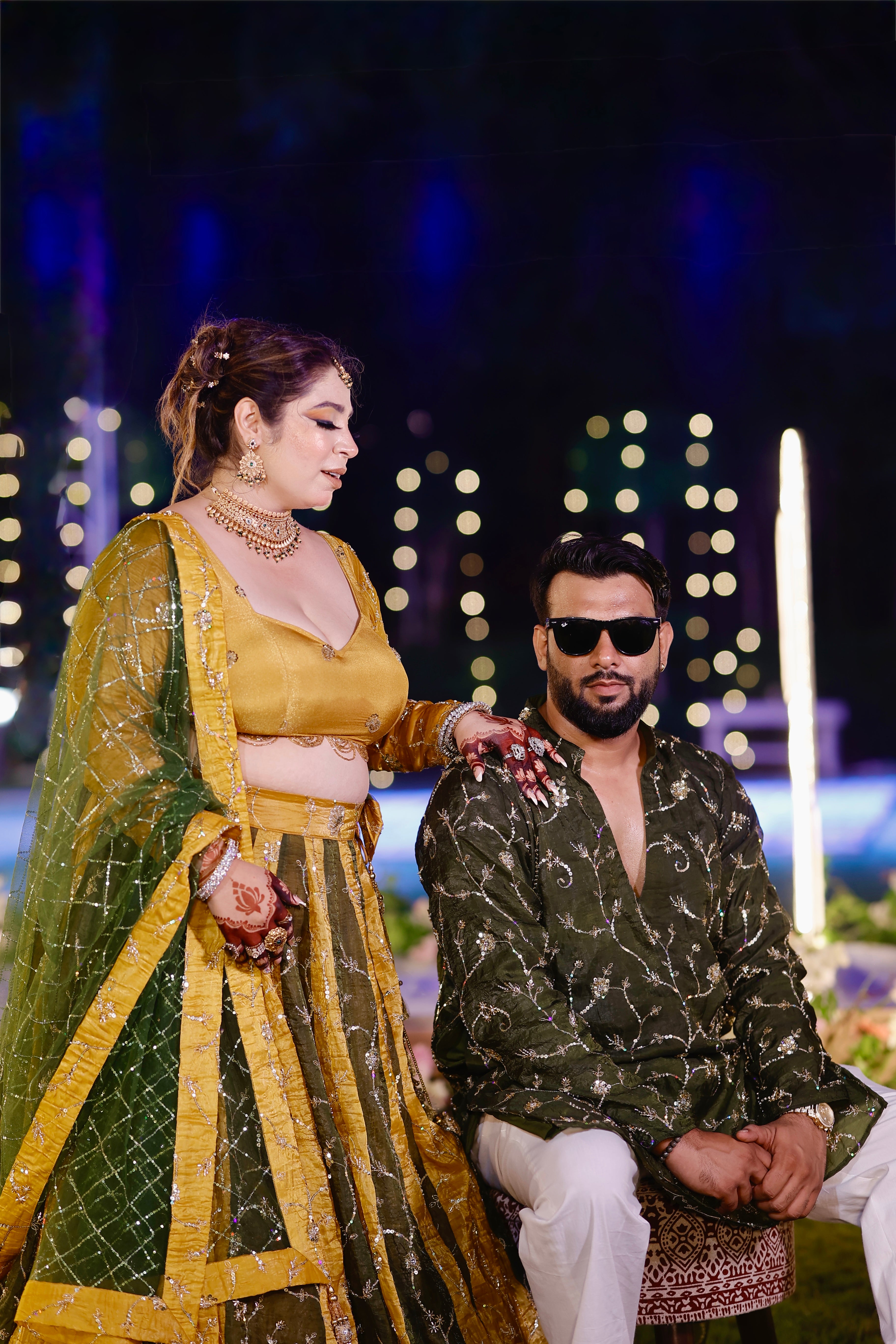 Golden sitara lehanga