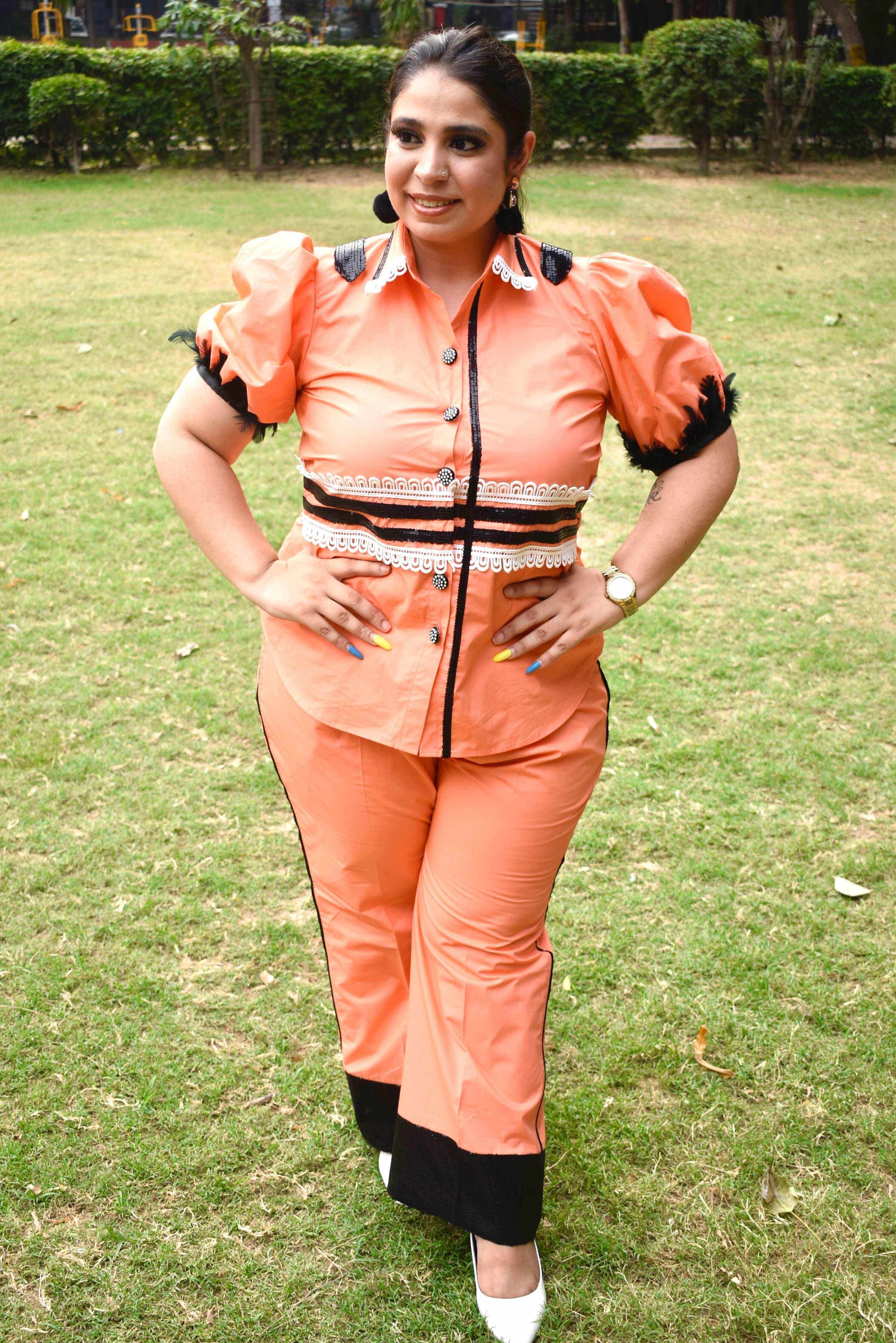 Peach cotton co-ord set - Heer by Pooja