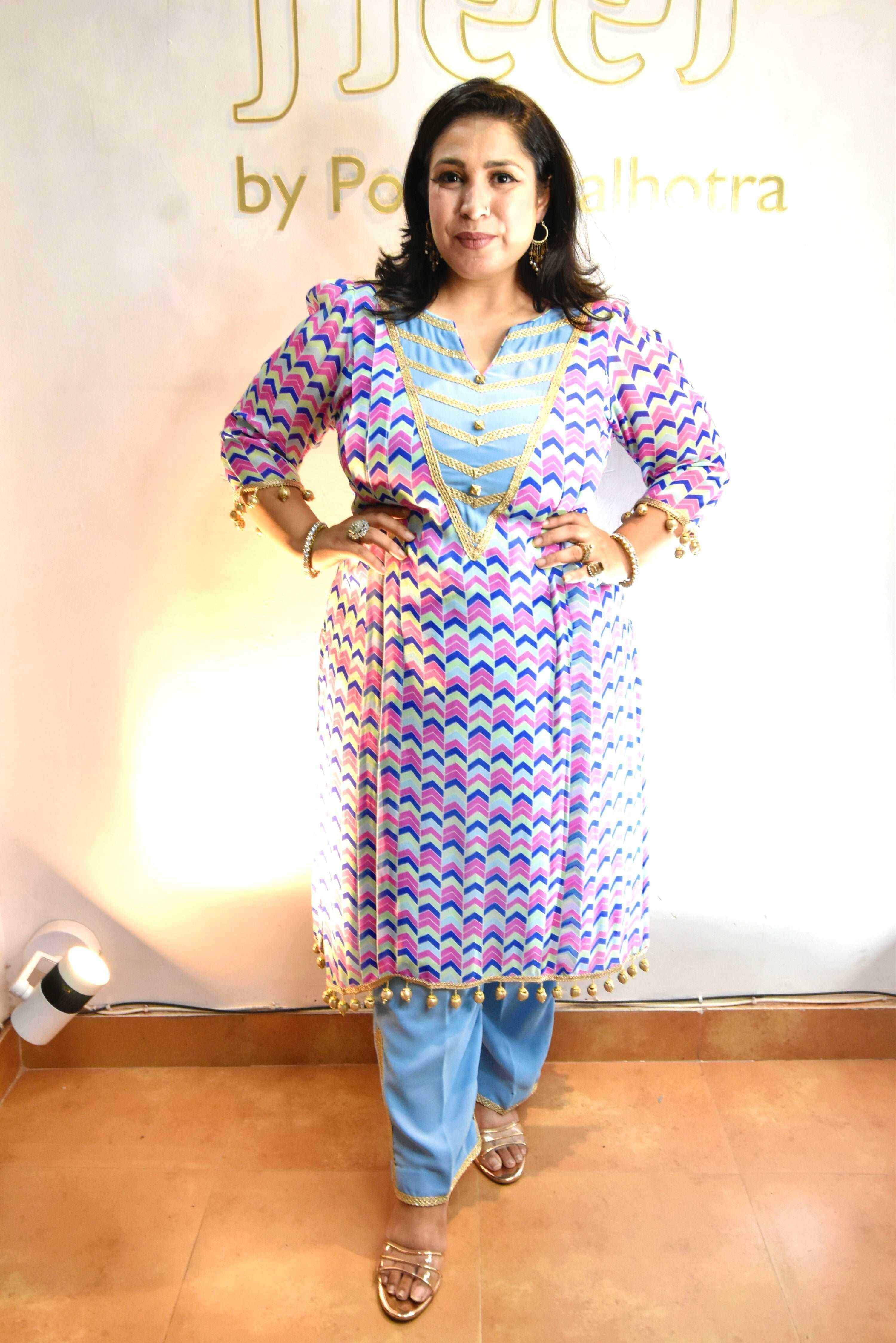 Georgette lace tunic with bottoms - Heer by Pooja