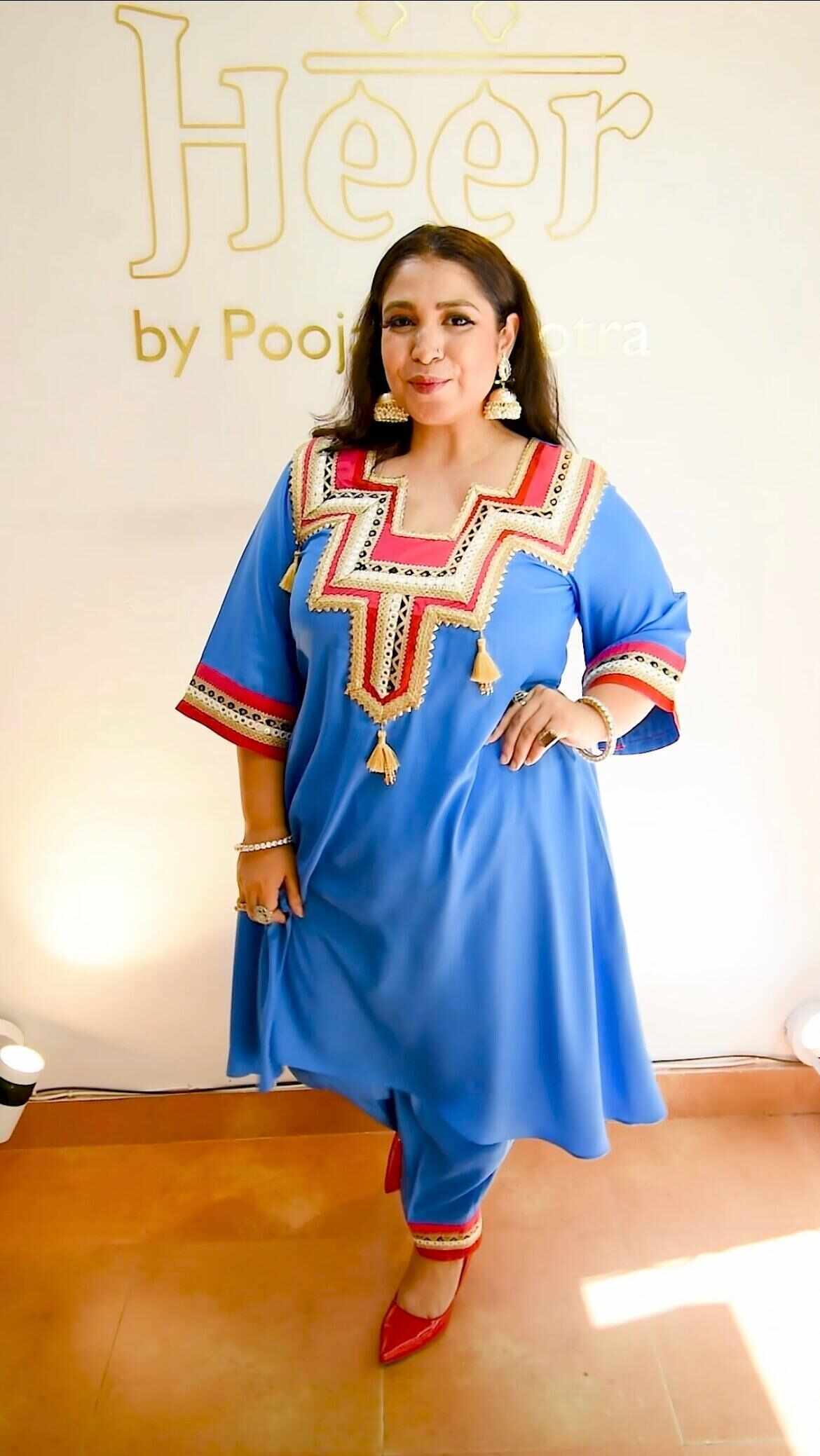 Blue suit with lace work - Heer by Pooja