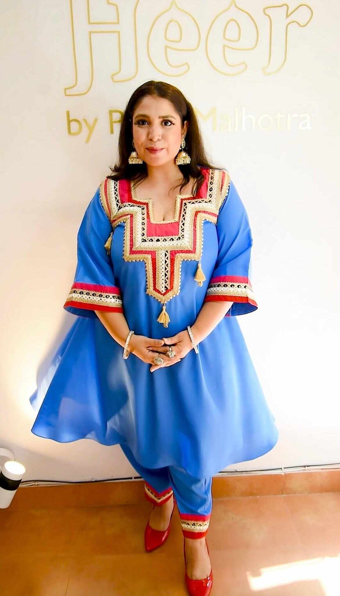 Blue suit with lace work - Heer by Pooja
