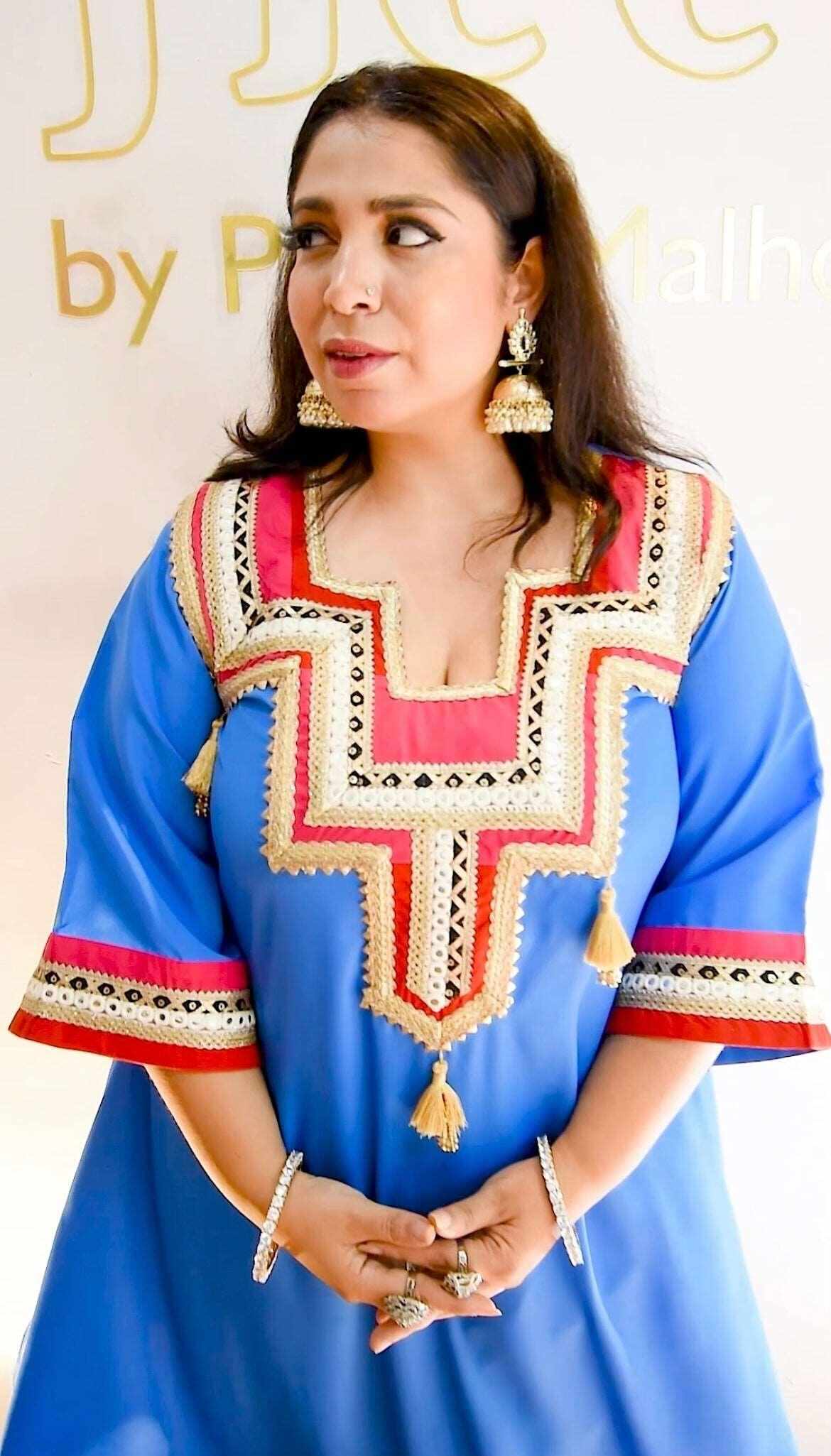 Blue suit with lace work - Heer by Pooja