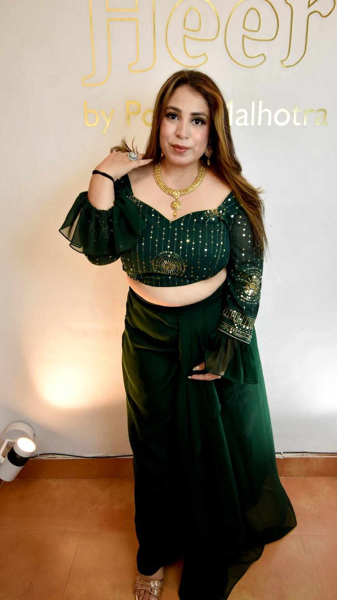 Dhoti skirt with a shimmery glitter blouse - Heer by Pooja