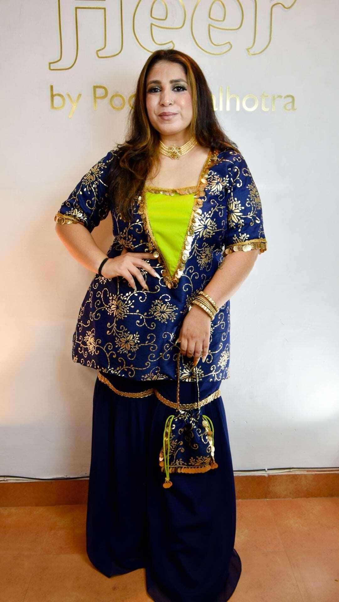 ROYAL BLUE RAW SILK SHARARA SET - Heer by Pooja