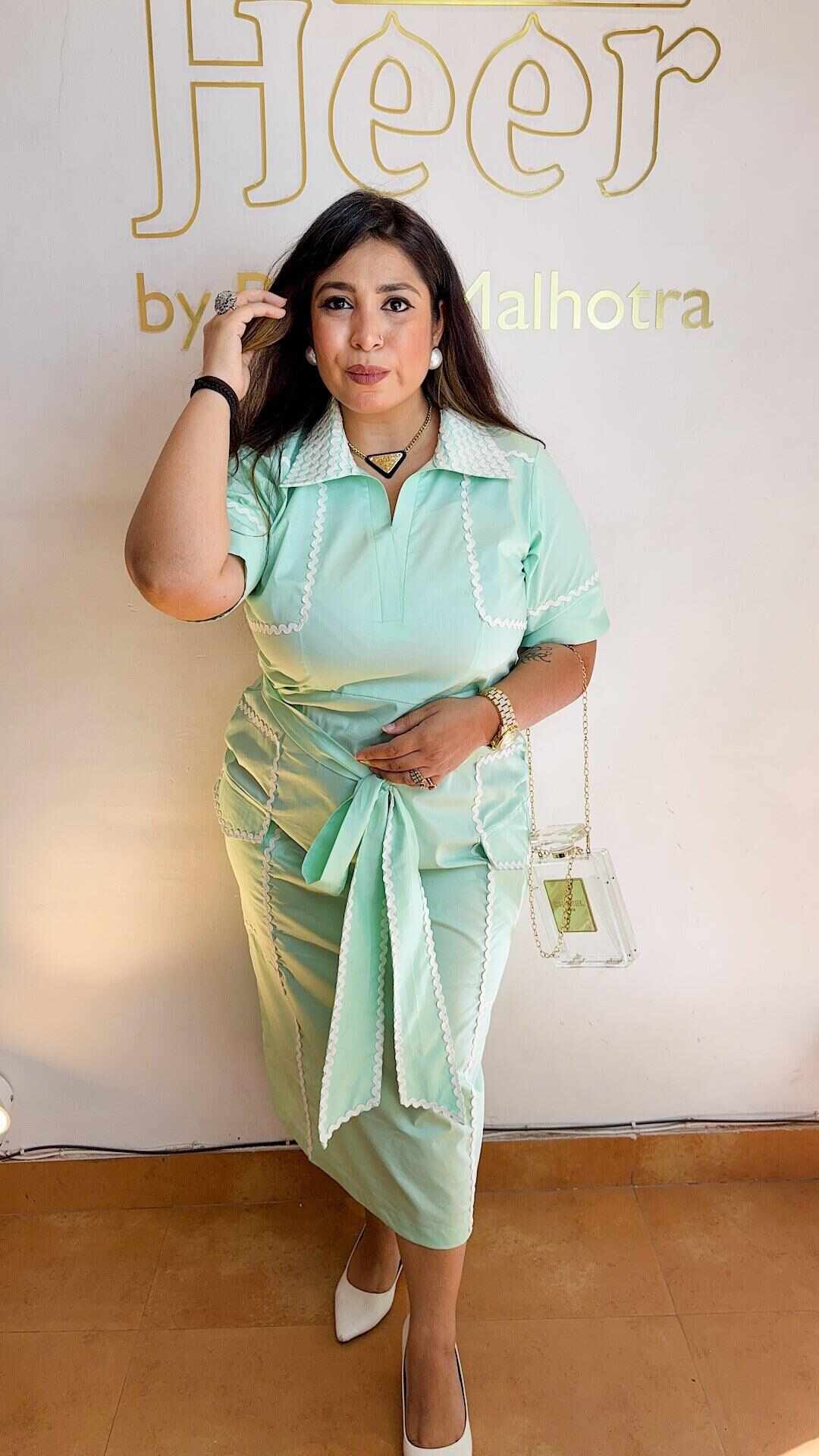 Mint green cotton dress Heer by Pooja