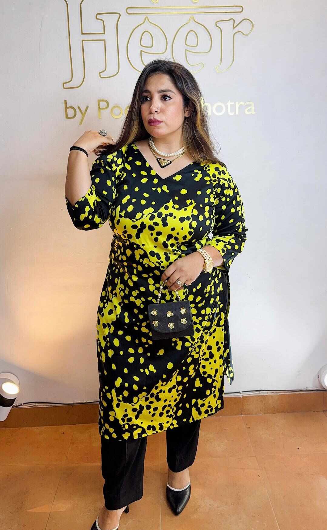 Black and yellow satin set Heer by Pooja