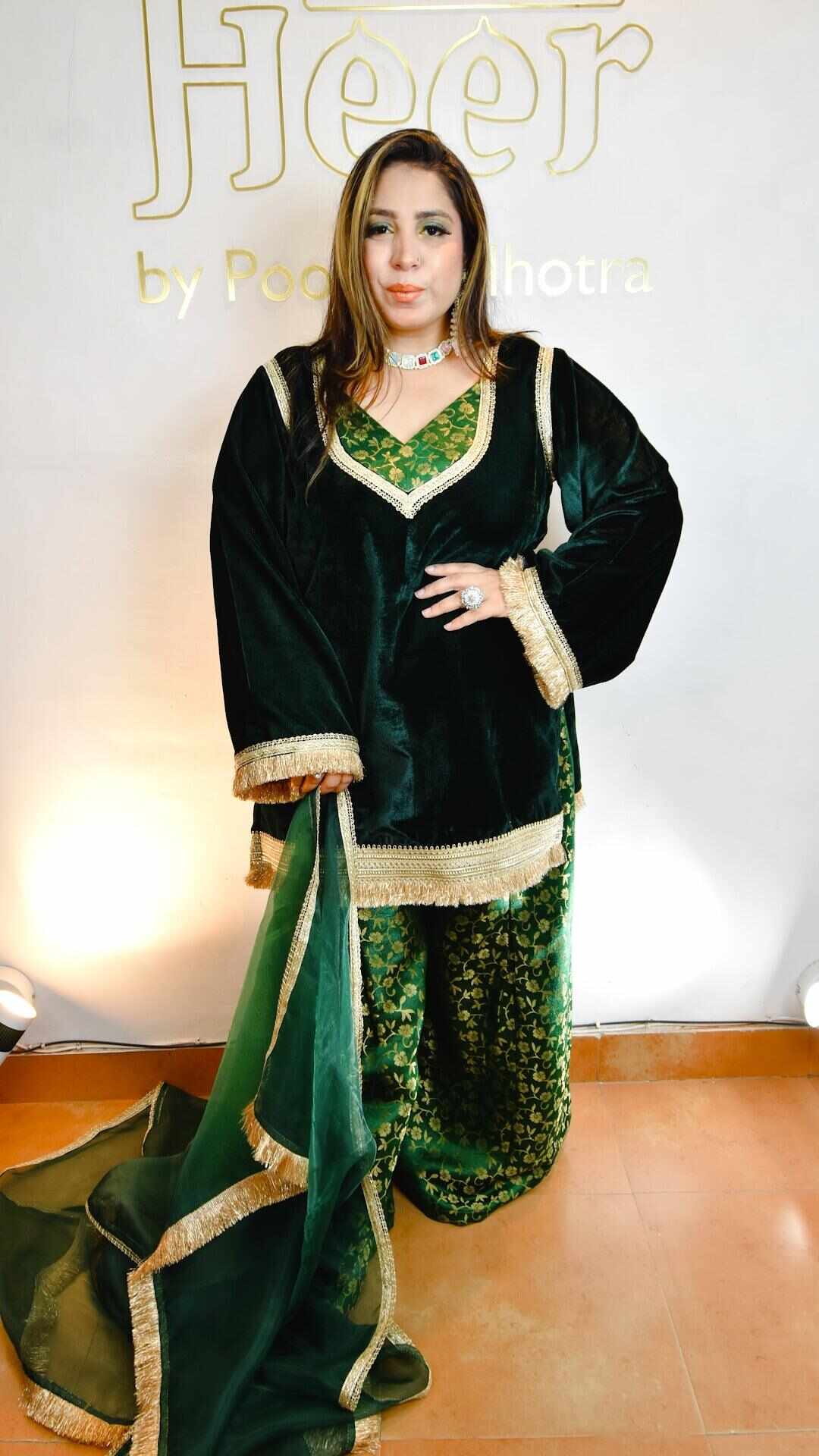 Emerald green sharara set Heer by Pooja