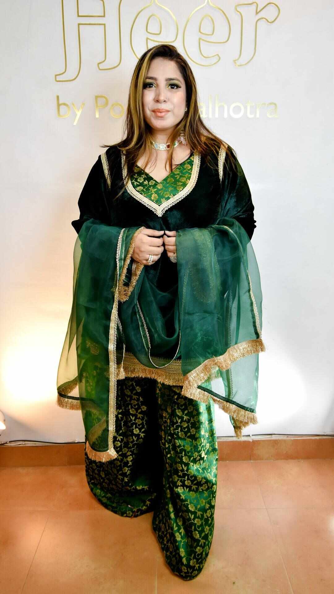 Emerald green sharara set Heer by Pooja