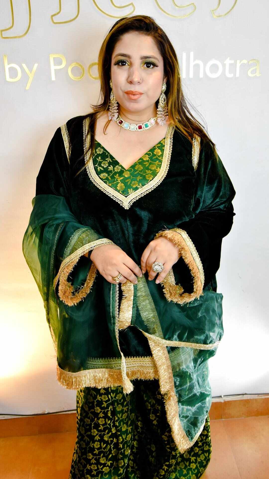 Emerald green sharara set Heer by Pooja