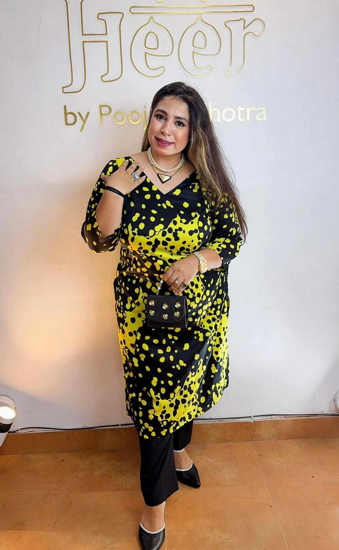Black and yellow satin set Heer by Pooja