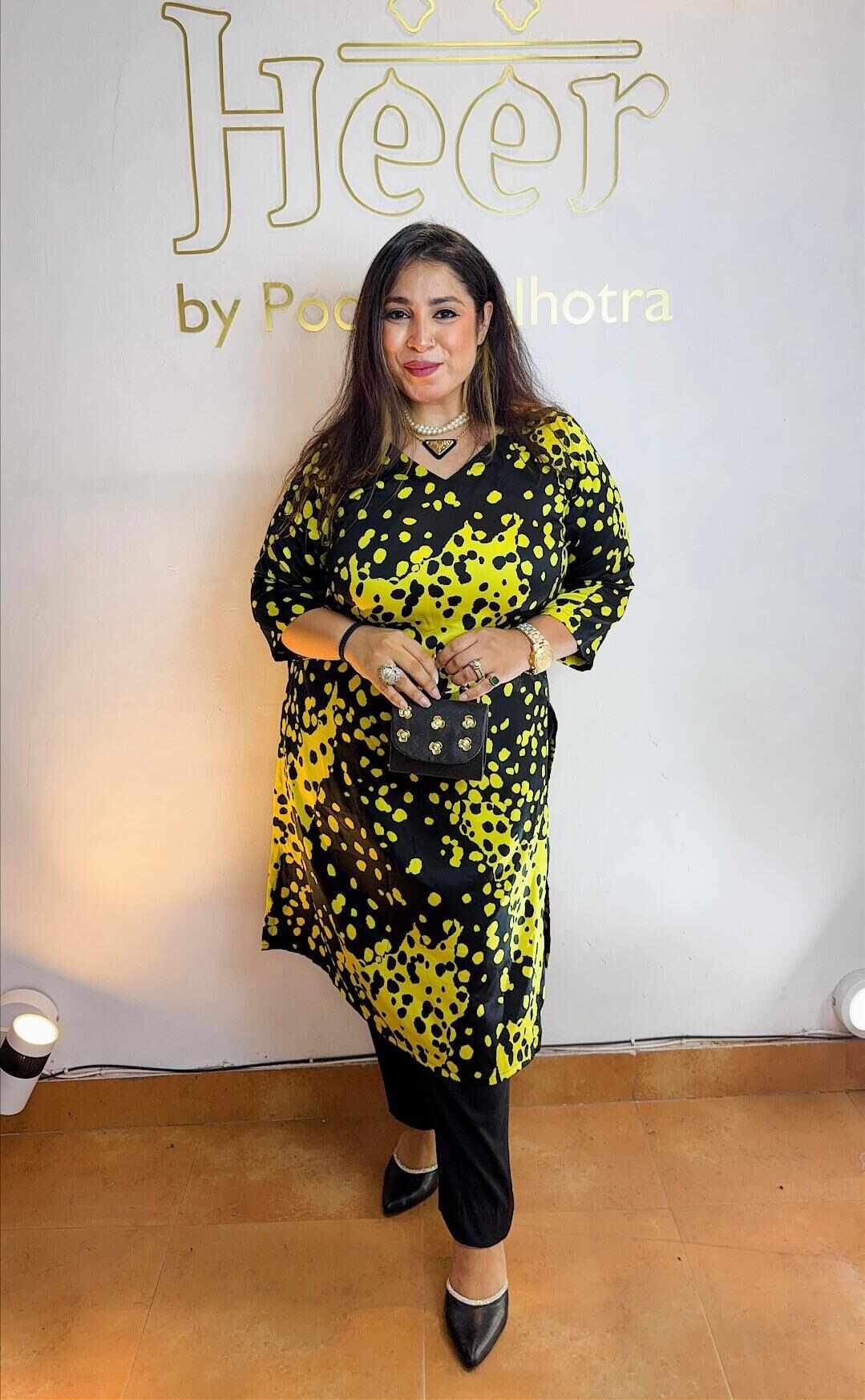 Black and yellow satin set Heer by Pooja