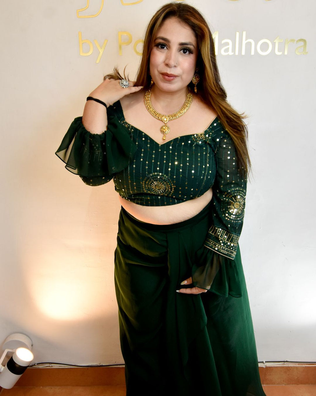 Dhoti skirt with a shimmery glitter blouse