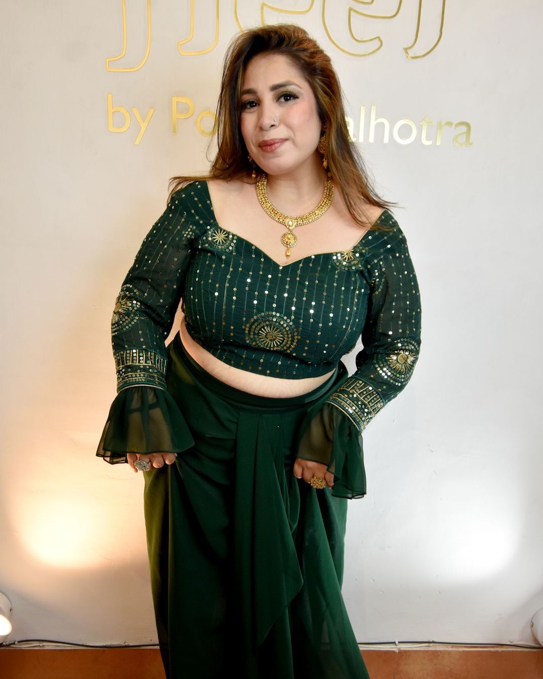 Dhoti skirt with a shimmery glitter blouse