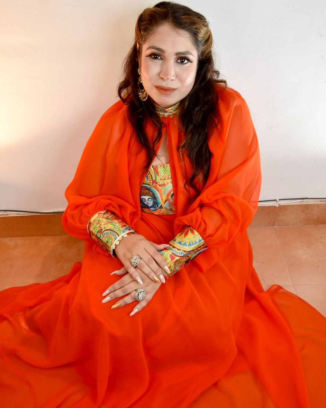Orange long dress