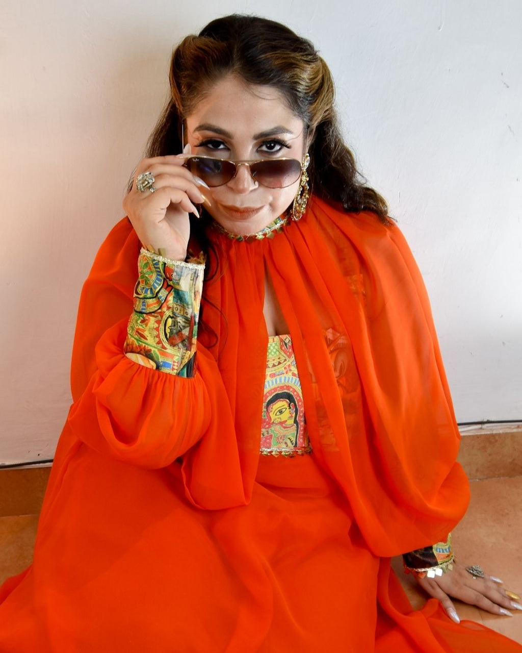 Orange long dress