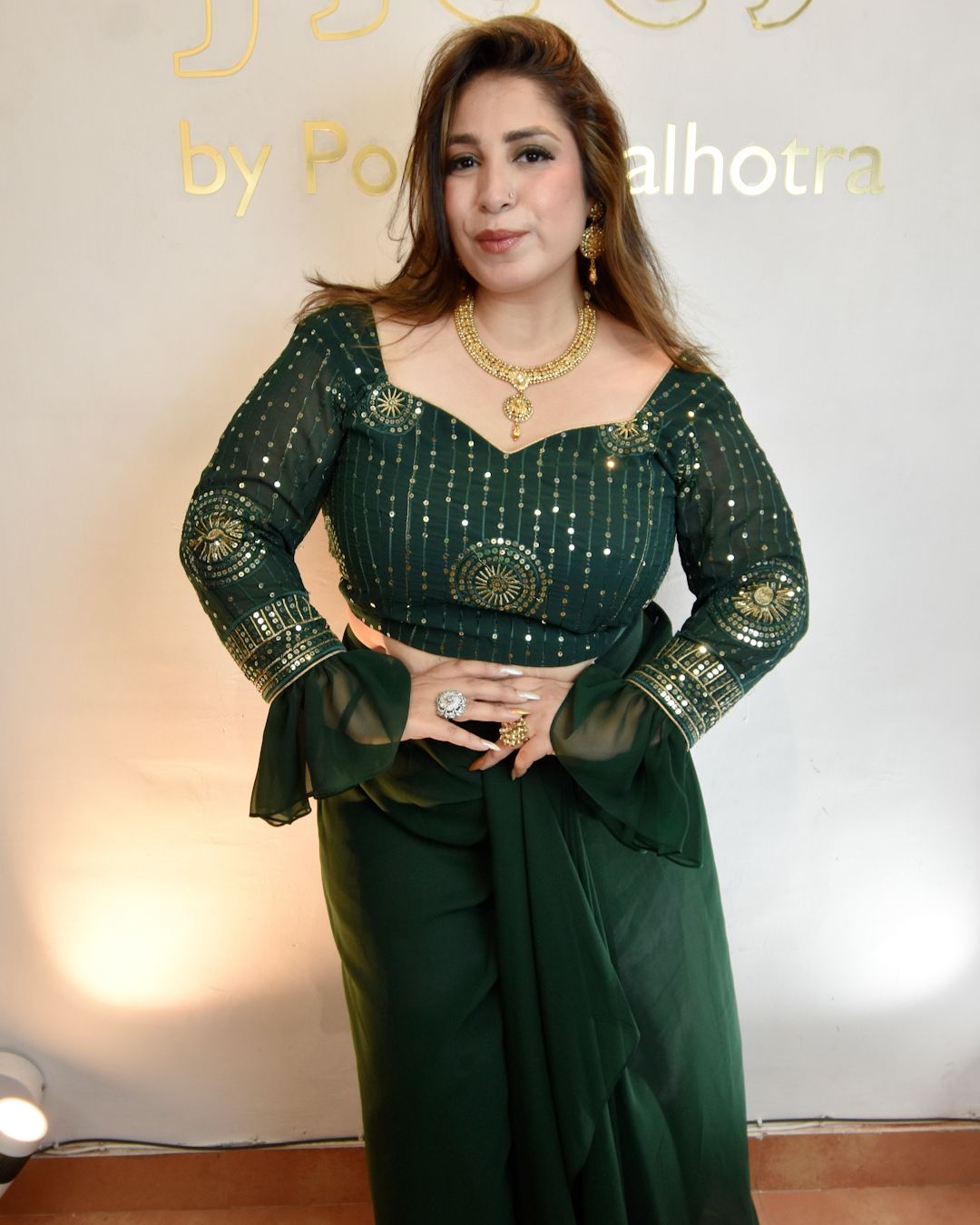 Dhoti skirt with a shimmery glitter blouse
