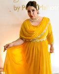Honey gold long drape dress