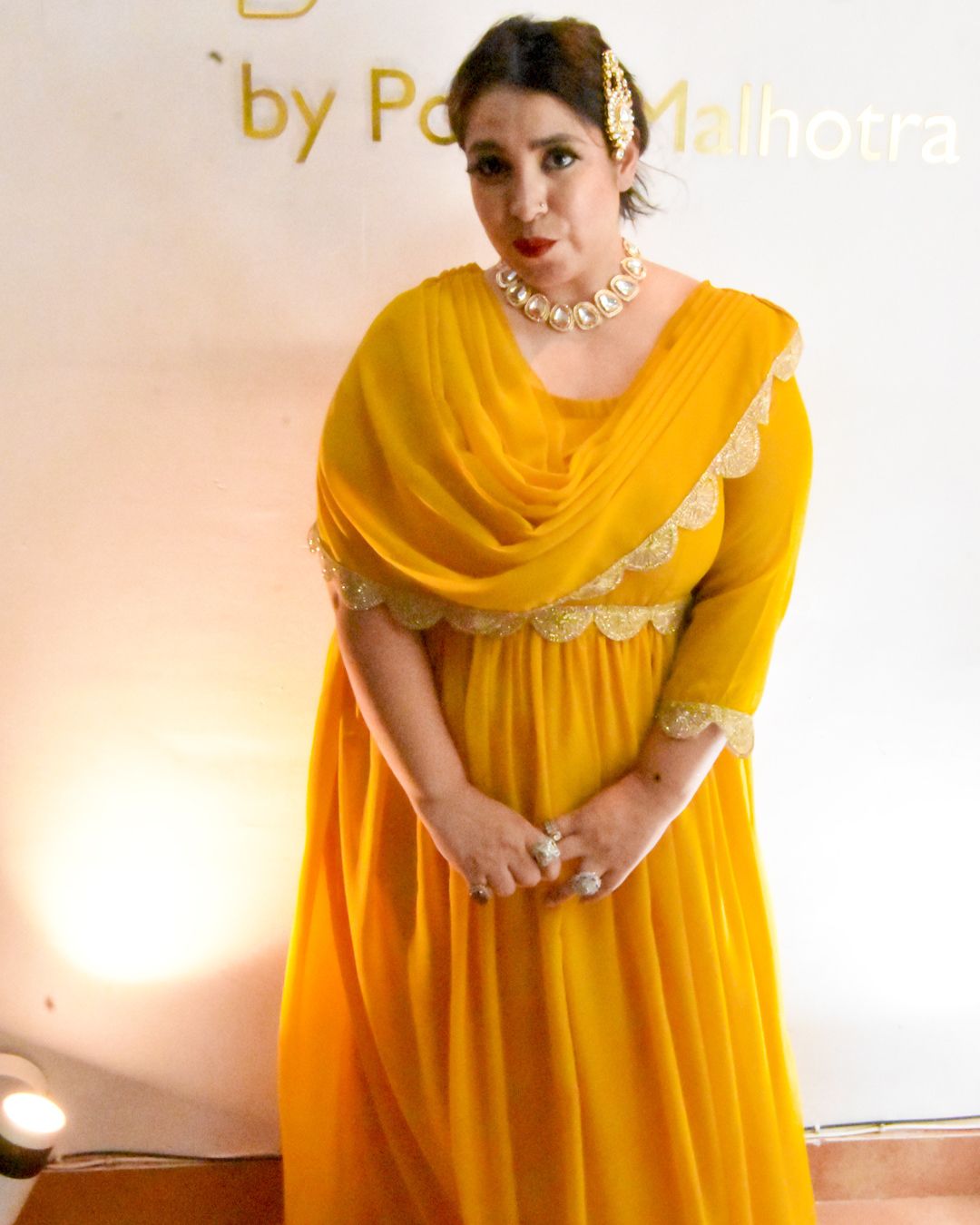 Honey gold long drape dress