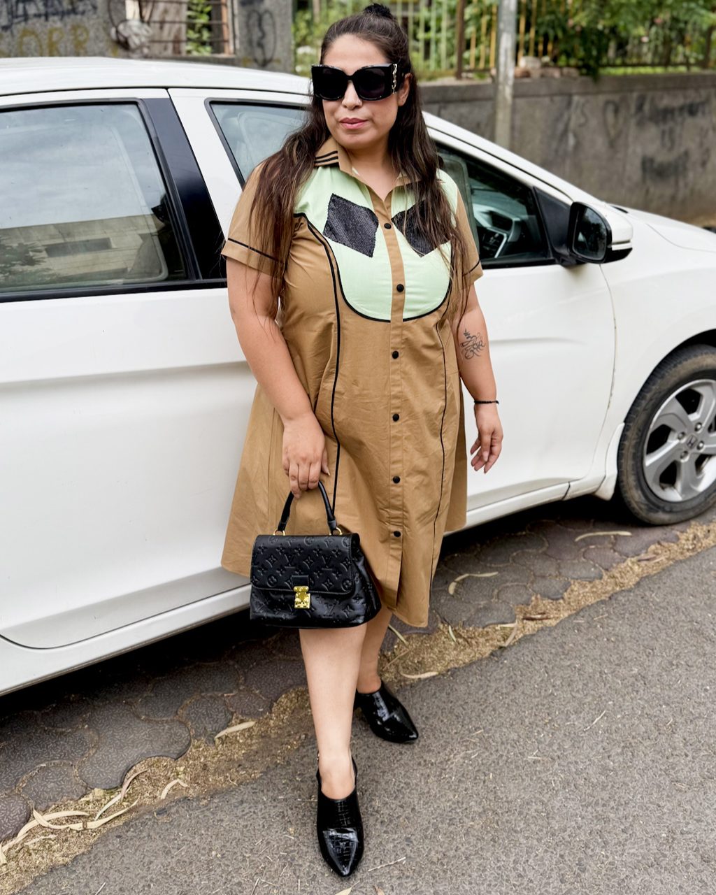 Cotton cocoa dress