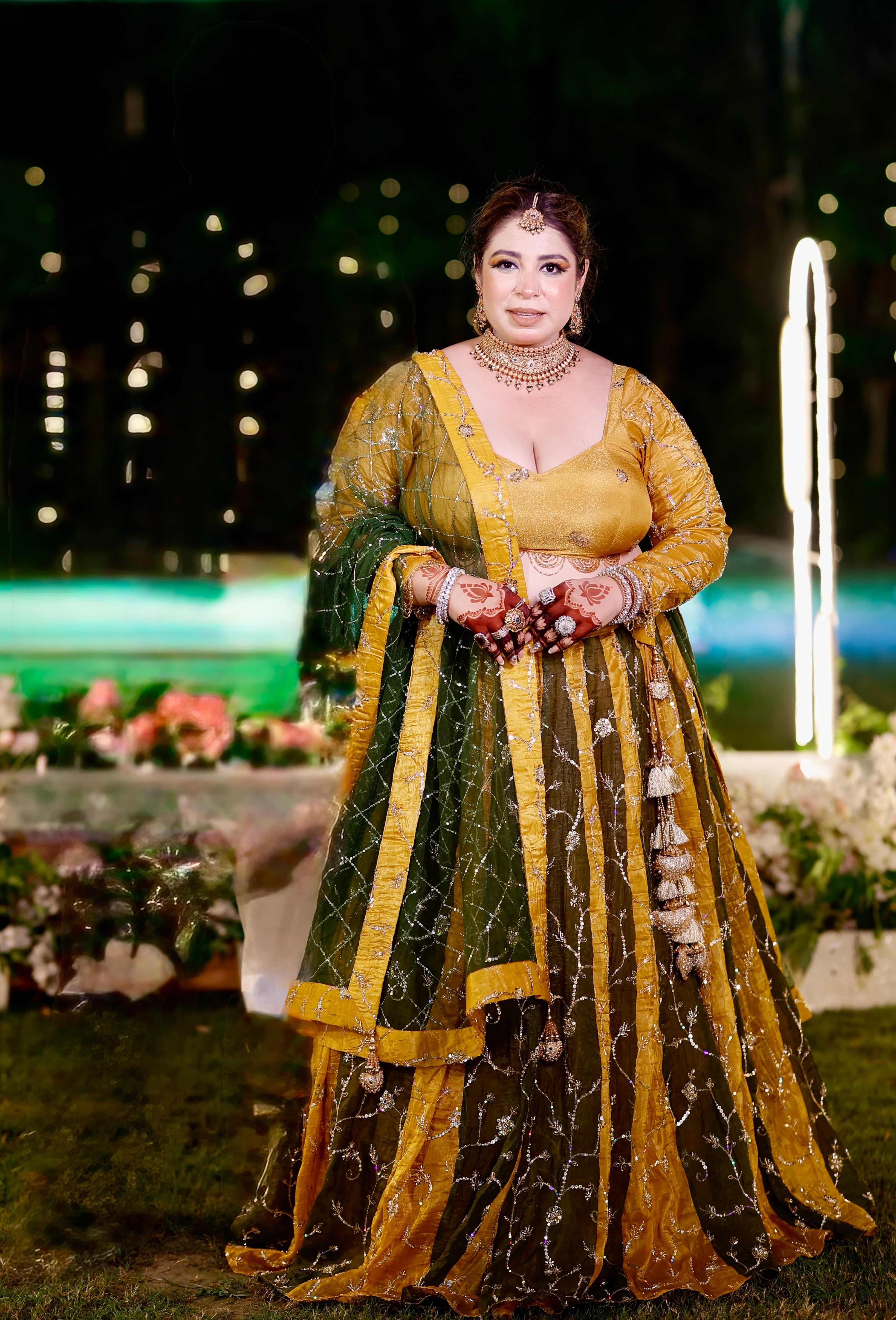 Golden sitara lehanga
