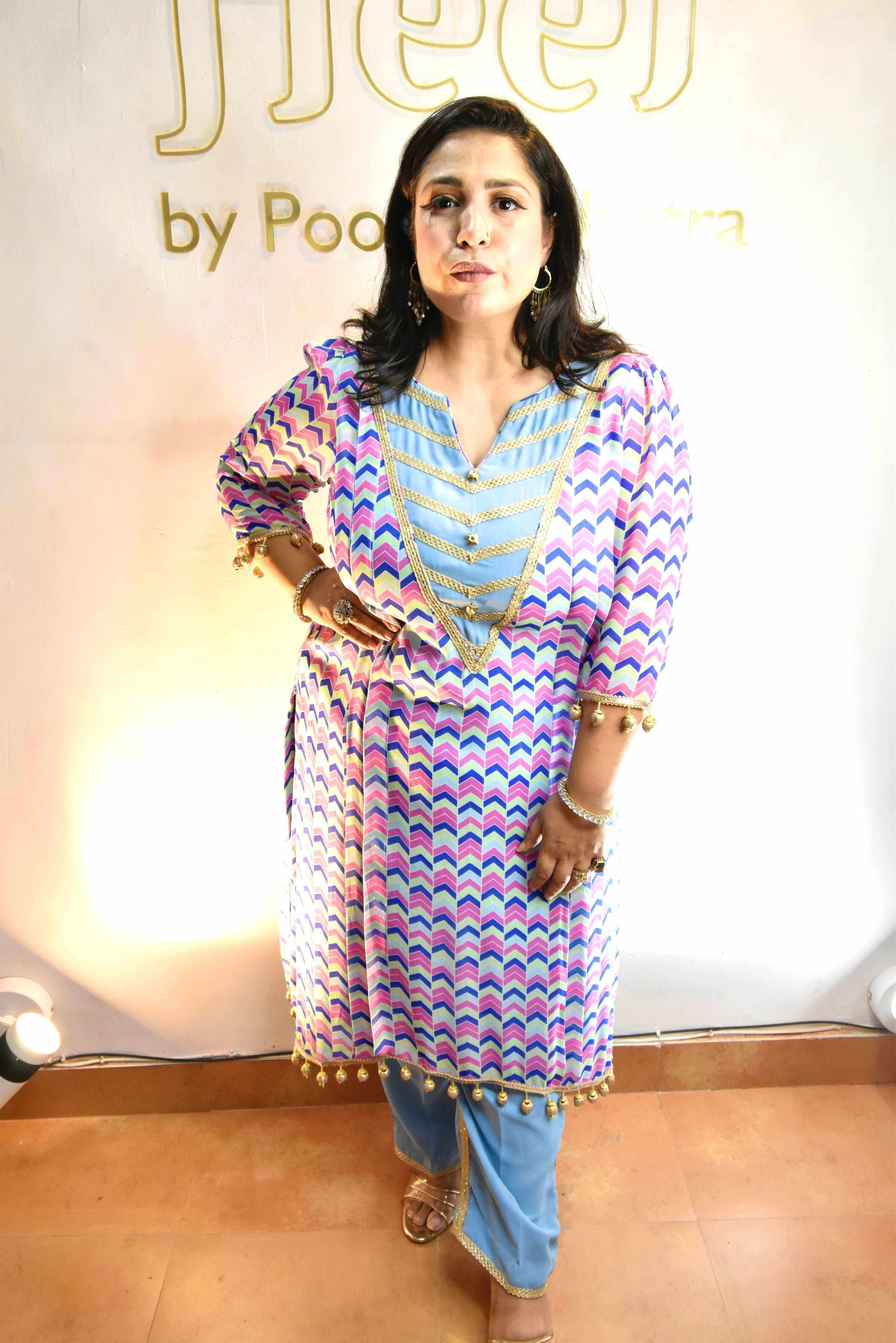 Georgette lace tunic with bottoms - Heer by Pooja