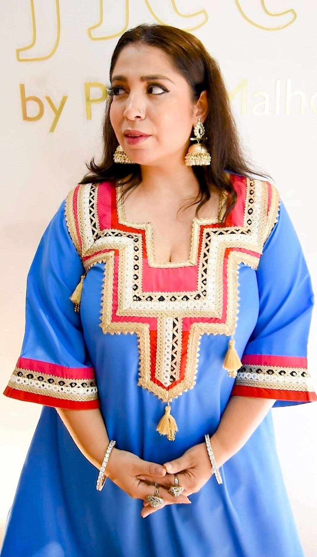 Blue suit with lace work - Heer by Pooja