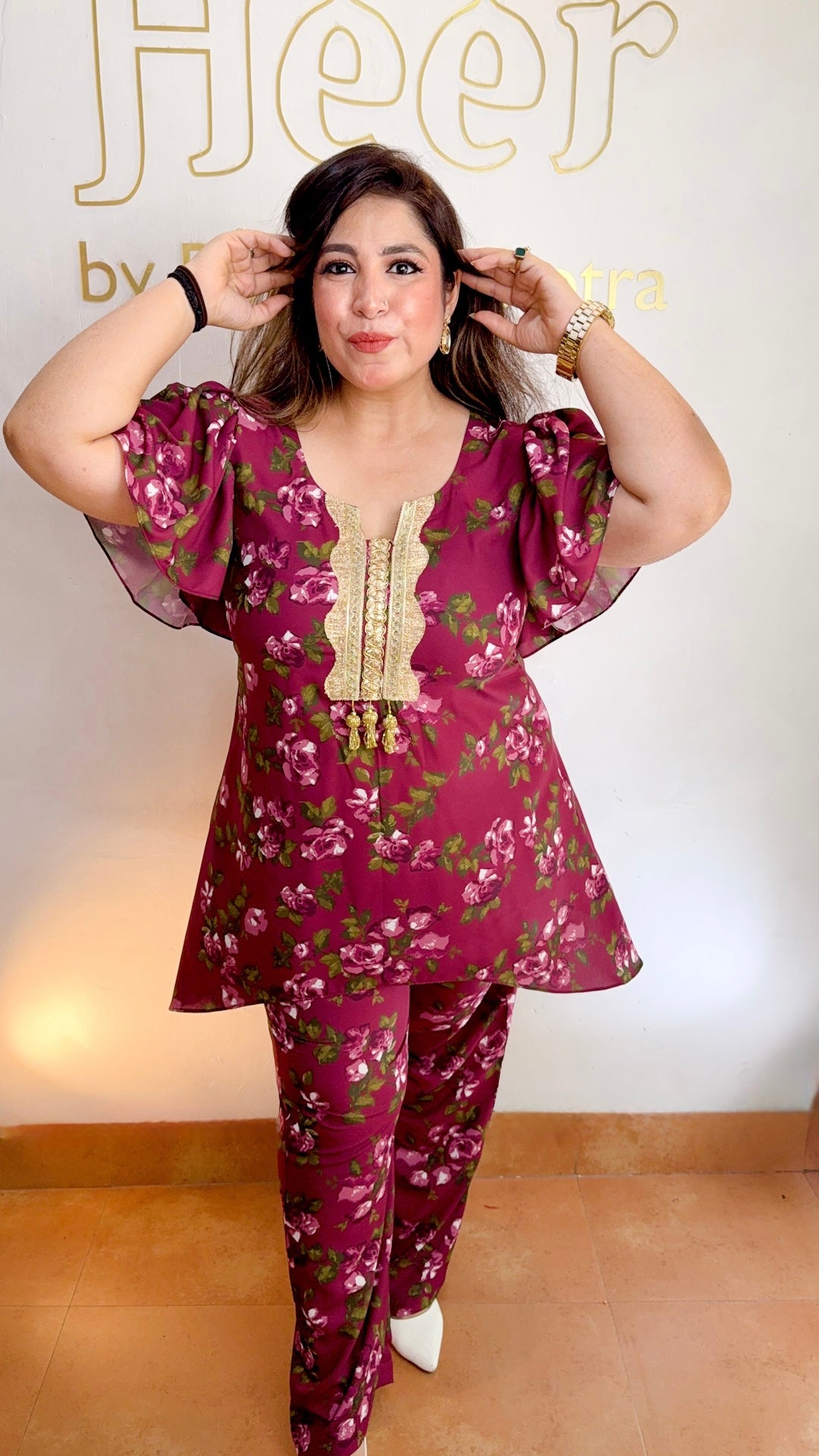 Wine and berry tunic set
