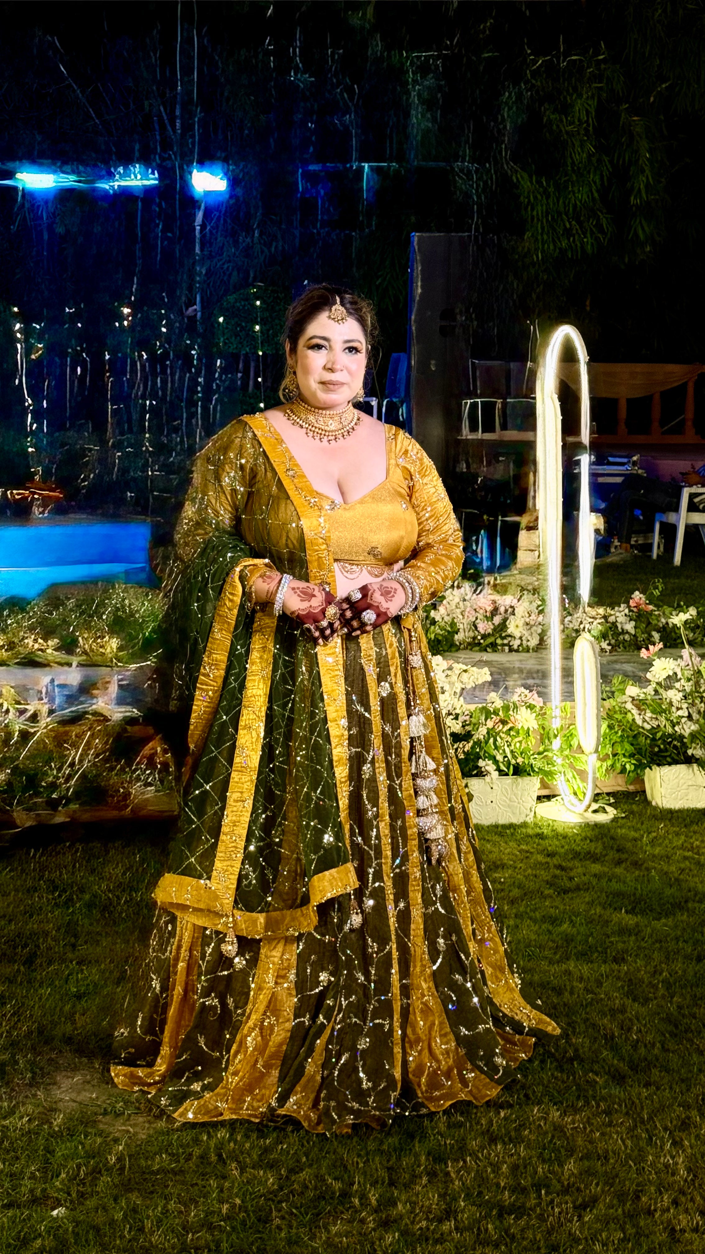 Golden sitara lehanga