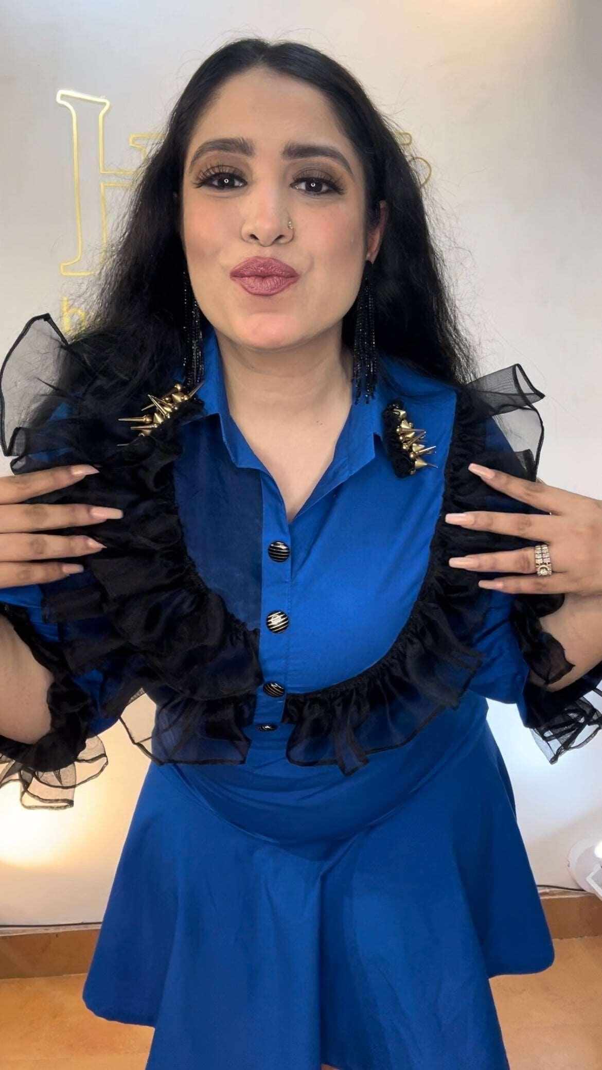 Electric blue butterfly cotton dress - Heer by Pooja