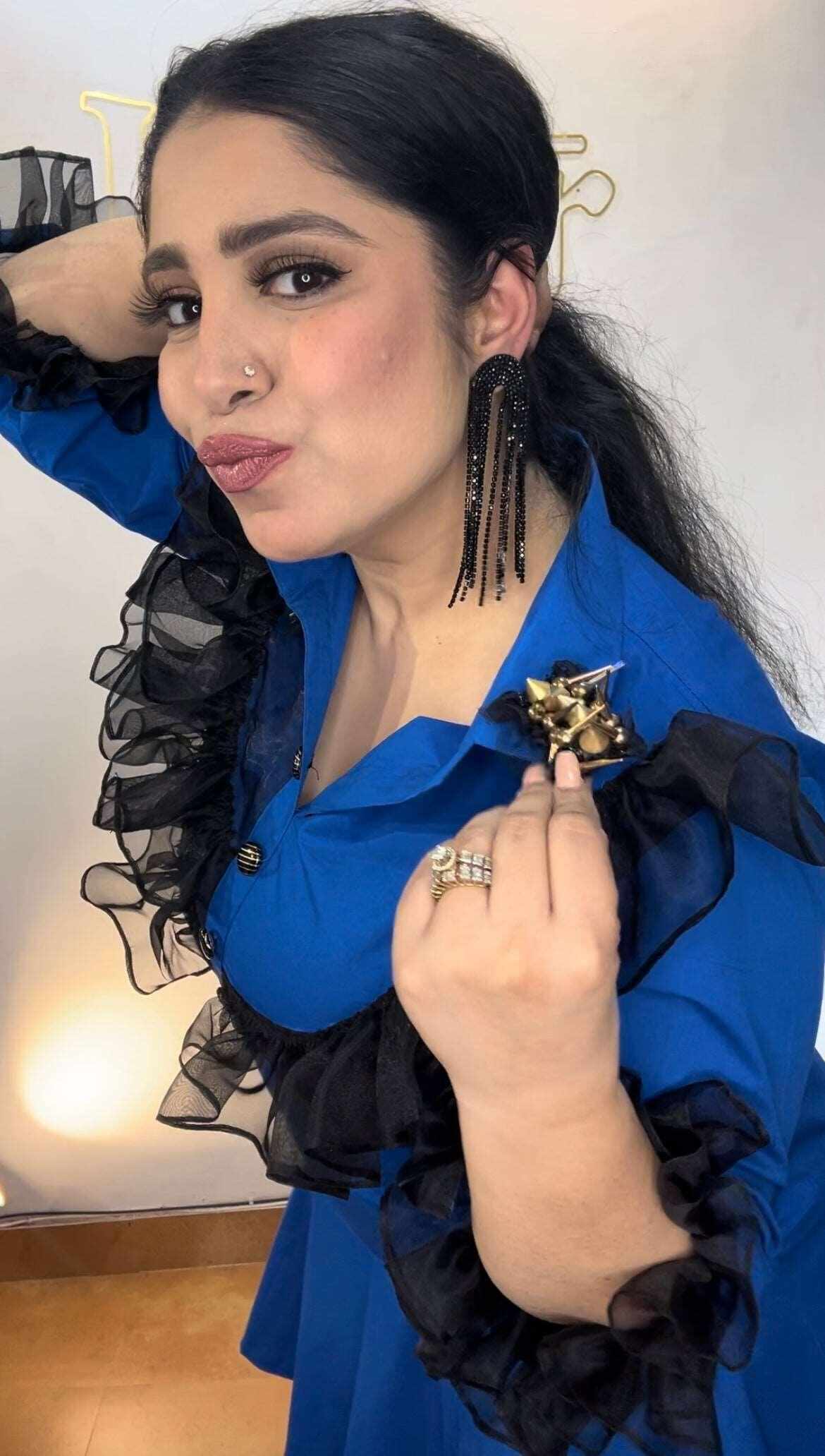 Electric blue butterfly cotton dress - Heer by Pooja