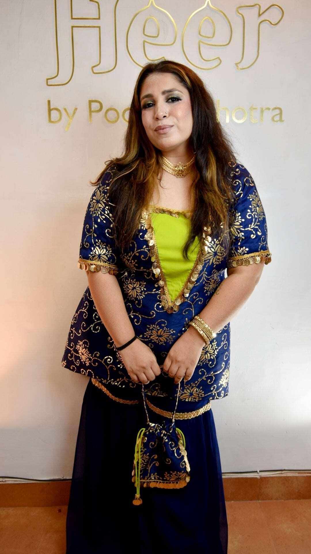 ROYAL BLUE RAW SILK SHARARA SET - Heer by Pooja