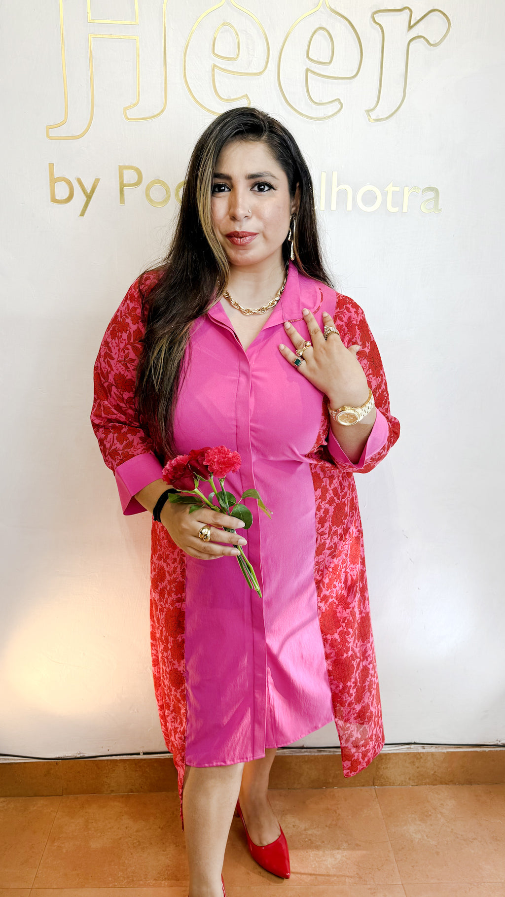 Pink crepe dress