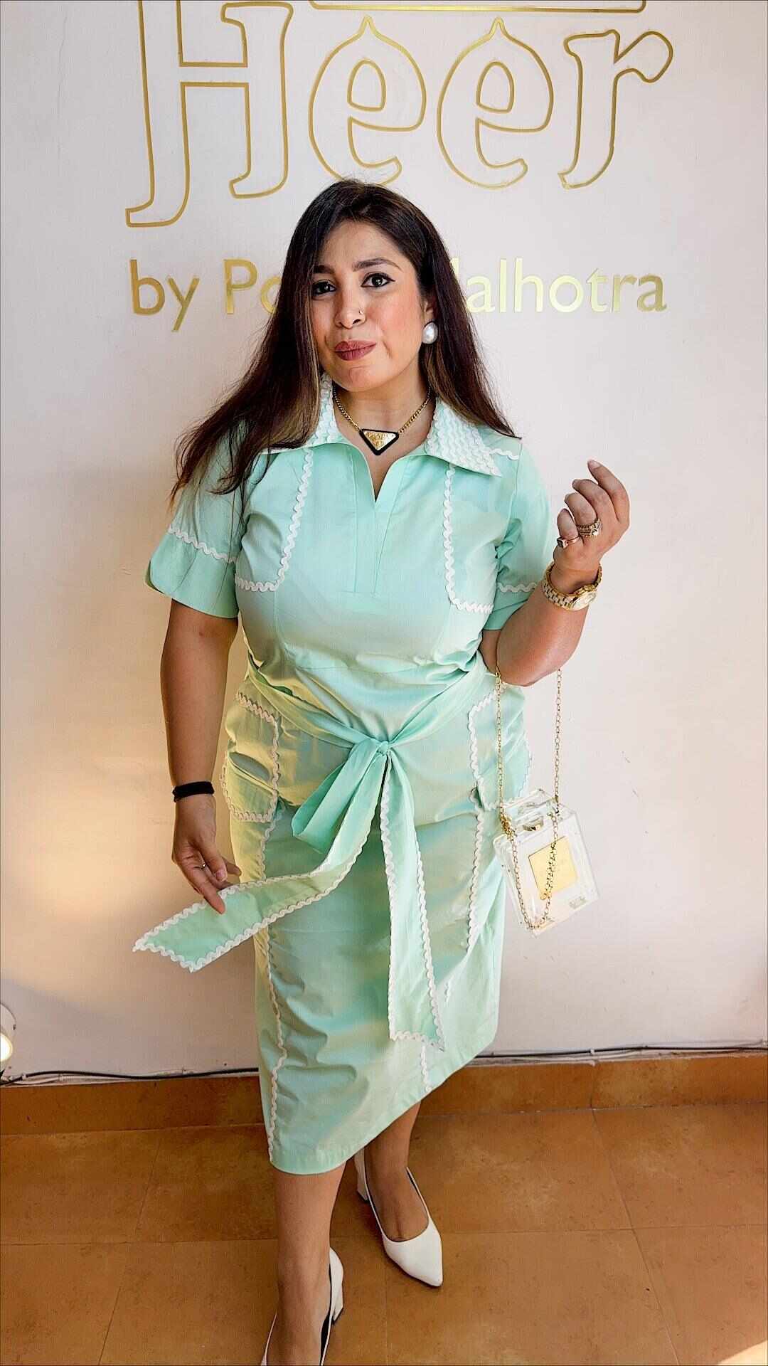 Mint green cotton dress Heer by Pooja